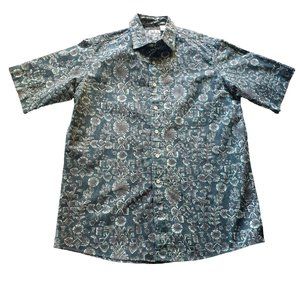 Key Elements Short Sleeve Dress Shirt Men L Firm Cotton Hawaiian Vacation Casual